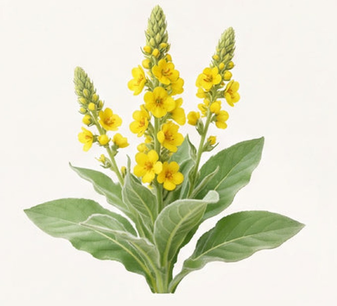 Mullein leaf plant with yellow flowers
